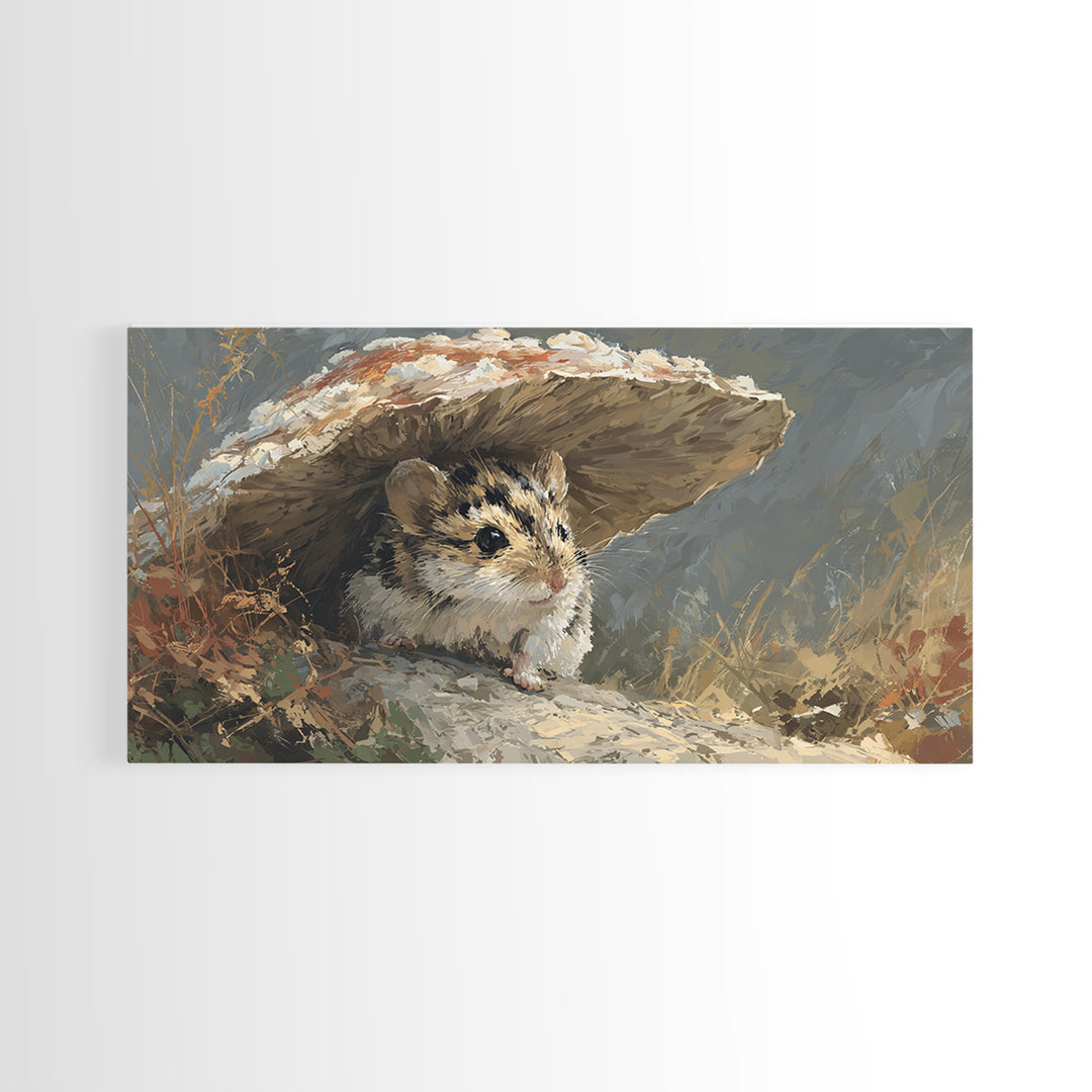 Tiny Field Mouse Canvas Print, Animal Art, Contemporary Art, Living Room Decor, Fine Art, Creature, Digital Wall Art, ANI-2x1-78