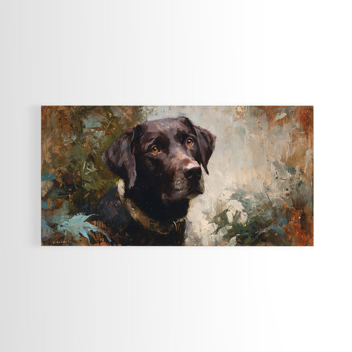 Dog Portrait with Painterly Collar and Loyal Framed Canvas Print, Animal Art, Printable Wall Art, Living Room Decor, Creature, ANI-2x1-81