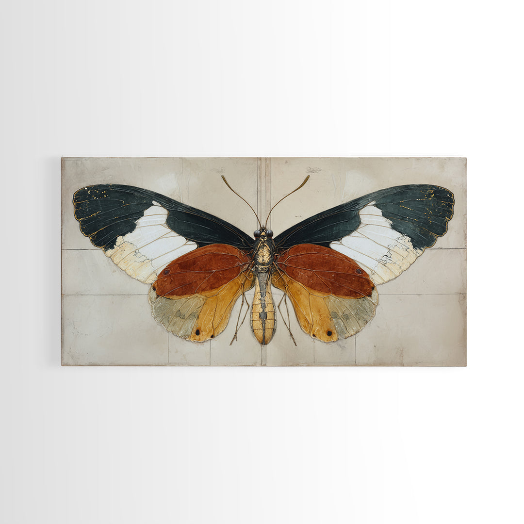Butterfly Specimen Composition Framed Canvas Print, Animal Art, Digital Art, Living Room Decor, Creature, Farmhouse Decor, ANI-2x1-91