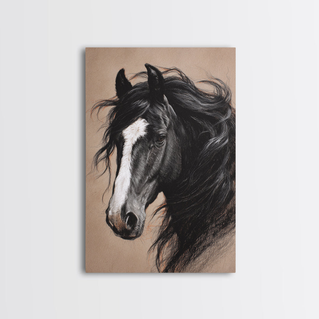 Majestic Horse Head Canvas Print, Animal Art, Downloadable Art, Living Room Decor, Abstract Art, Creature, Minimalist Decor, ANI-2x3-11
