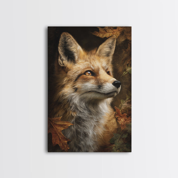 Dignified Fox Portrait Framed Canvas Print, Animal Art, Printable, Living Room Decor, Creature, Nursery, Boho Wall Art, ANI-2x3-33
