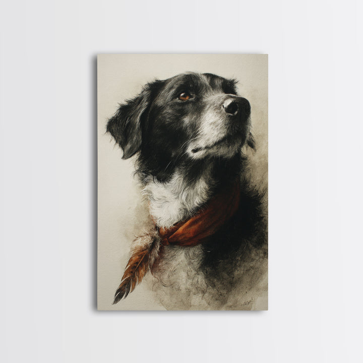Dog Portrait with Painterly Collar and Loyal Canvas Print, Animal Art, Digital Prints, Living Room Decor, Fine Art, Creature, ANI-2x3-45