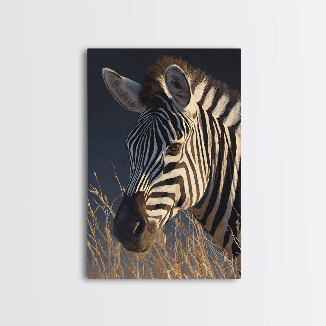 Zebra Portrait with Bold Graphic Stripe Pattern Canvas Print, Animal Art, Print, Living Room Decor, Fine Art, Creature, ANI-2x3-49