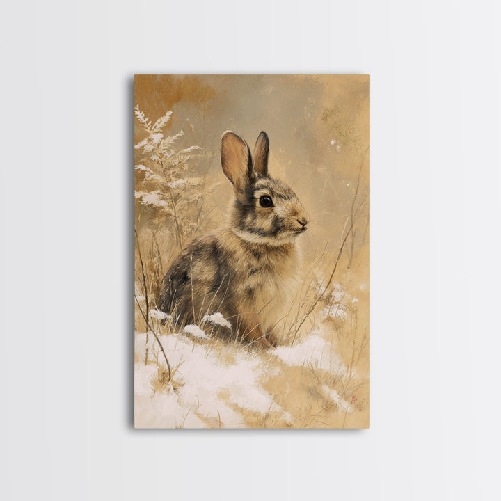 Curious Rabbit in a Soft Watercolor Meadow Canvas Print, Animal Art, Printable Wall Art, Living Room Decor, Fine Art, Creature, ANI-2x3-61
