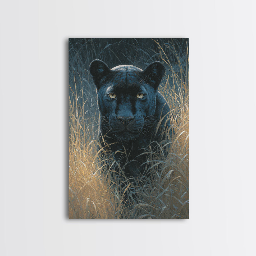 Dramatic Black Panther Emerging from Deep Jungle Canvas Print, Animal Art, Print, Living Room Decor, Abstract Art, Creature, ANI-2x3-62