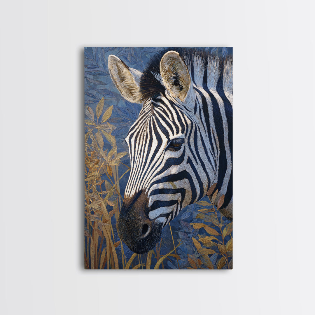Zebra Portrait with Bold Graphic Stripe Pattern Canvas Print, Animal Art, Digital Wall Art, Living Room Decor, Creature, ANI-2x3-73
