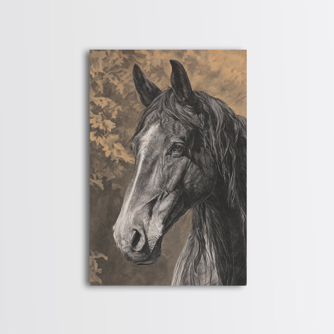 Majestic Horse Head Framed Canvas Print, Animal Art, Original Art, Living Room Decor, Abstract Art, Creature, ANI-2x3-83
