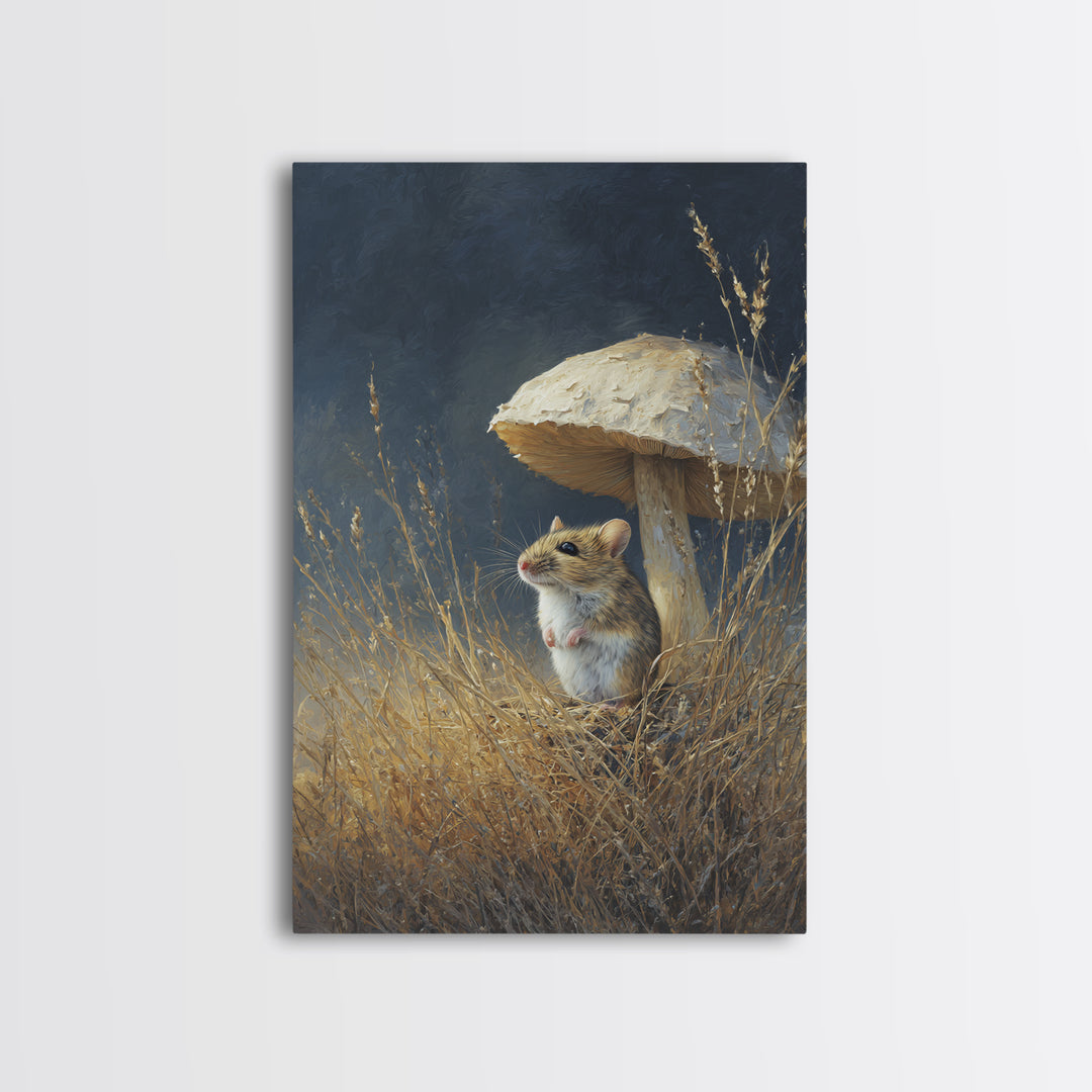 Tiny Field Mouse Framed Canvas Print, Animal Art, Digital Art, Living Room Decor, Fine Art, Creature, Farmhouse Decor, ANI-2x3-90