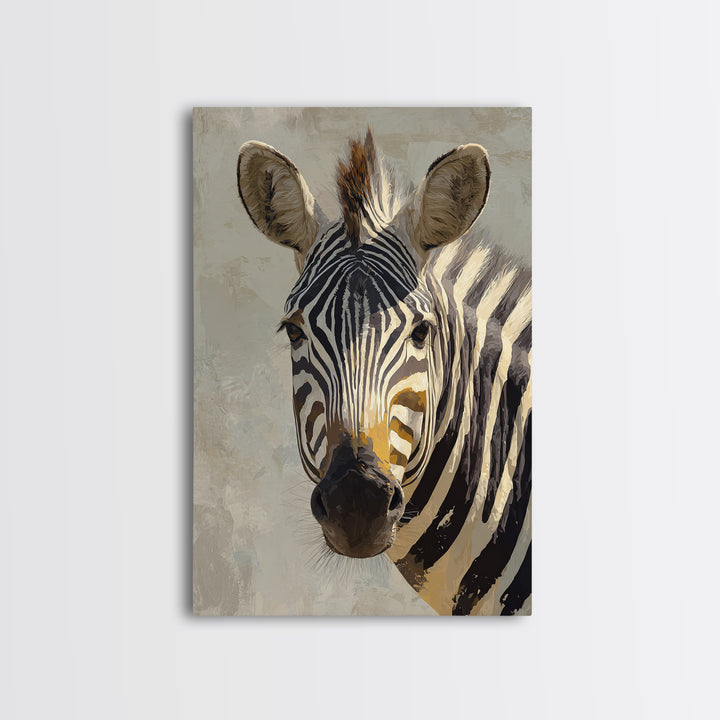 Zebra Portrait with Bold Graphic Stripe Pattern Canvas Print, Animal Art, Digital Wall Art, Living Room Decor, Creature, ANI-2x3-97