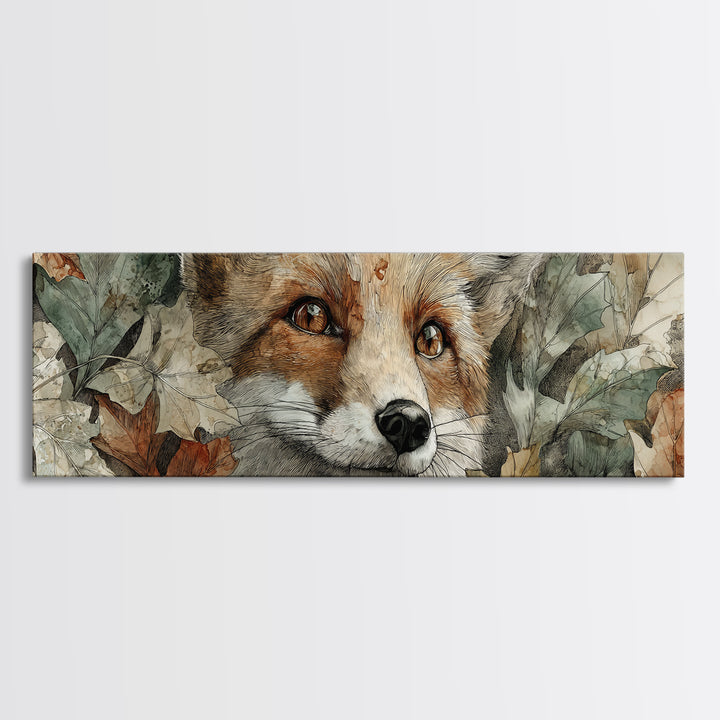 Dignified Fox Portrait Framed Canvas Print, Animal Art, Printable Art, Living Room Decor, Oil Painting, Creature, ANI-3x1-17