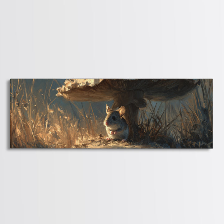Tiny Field Mouse Framed Canvas Print, Animal Art, Digital Prints, Living Room Decor, Fine Art, Creature, Printable Art, ANI-3x1-2