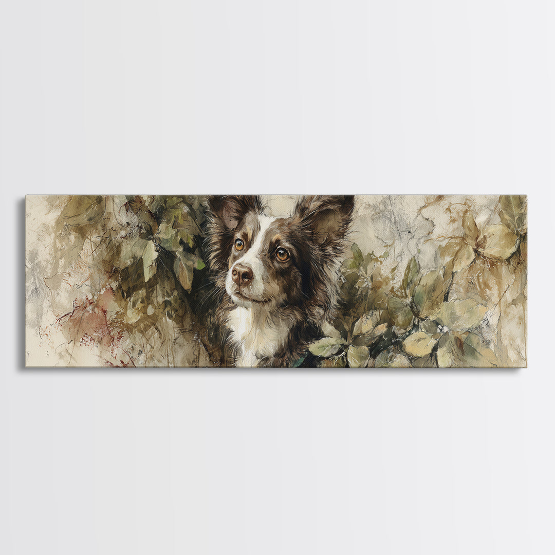 Dog Portrait with Painterly Collar and Loyal Canvas Print, Animal Art, Original Art, Living Room Decor, Fine Art, Creature, ANI-3x1-29