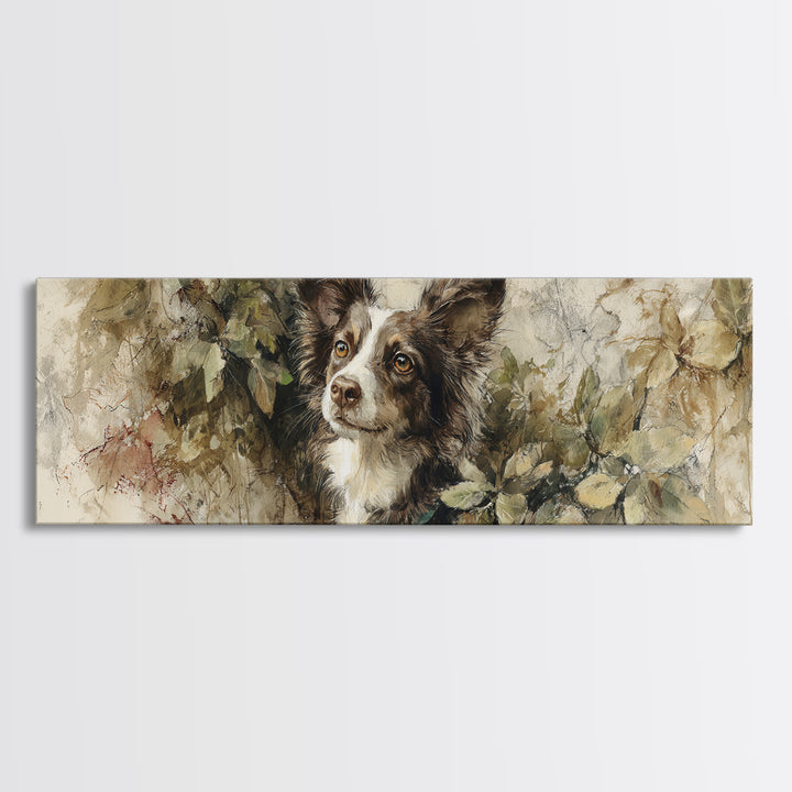 Dog Portrait with Painterly Collar and Loyal Canvas Print, Animal Art, Original Art, Living Room Decor, Fine Art, Creature, ANI-3x1-29