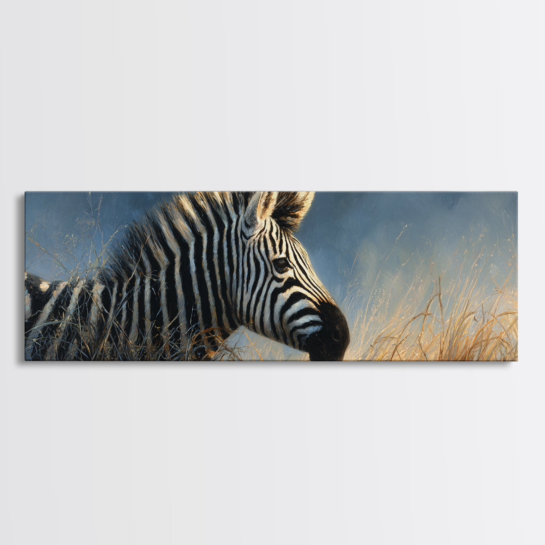 Zebra Portrait with Bold Graphic Stripe Pattern Canvas Print, Animal Art, Nursery Wall Art, Living Room Decor, Creature, ANI-3x1-33