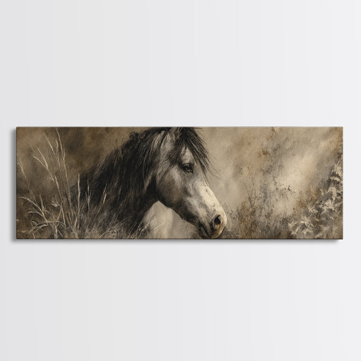 Majestic Horse Head Canvas Print, Animal Art, Art, Living Room Decor, Fine Art, Creature, Original Art, Nursery Wall Art, ANI-3x1-43