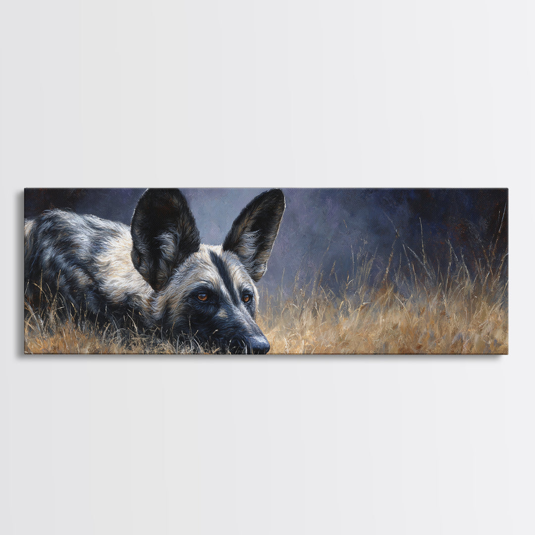 Dog Portrait with Painterly Collar and Loyal Framed Canvas Print, Animal Art, Printable Wall Art, Living Room Decor, Creature, ANI-3x1-5