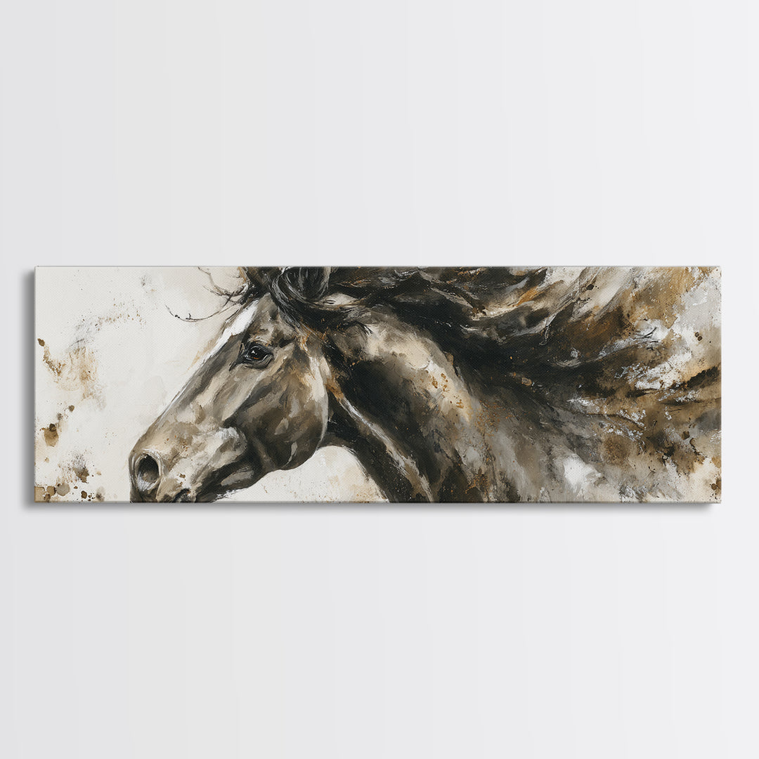 Majestic Horse Head Framed Canvas Print, Animal Art, Printable, Living Room Decor, Abstract Art, Creature, Nursery, ANI-3x1-67