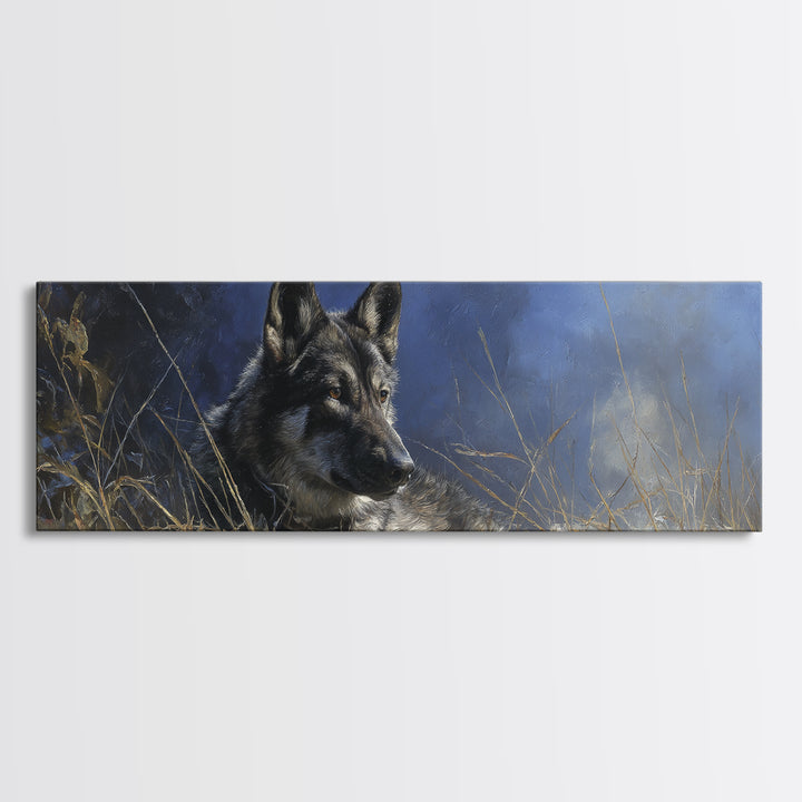 Dog Portrait with Painterly Collar and Loyal Framed Canvas Print, Animal Art, Nursery, Living Room Decor, Fine Art, Creature, ANI-3x1-77