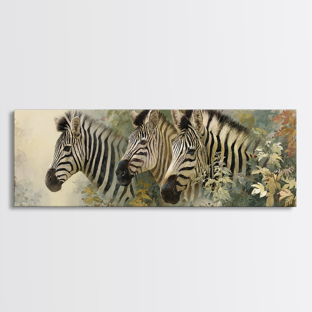 Zebra Portrait with Bold Graphic Stripe Pattern Framed Canvas Print, Animal Art, Living Room Decor, Fine Art, Creature, ANI-3x1-81