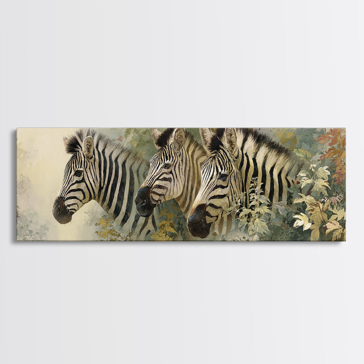 Zebra Portrait with Bold Graphic Stripe Pattern Framed Canvas Print, Animal Art, Living Room Decor, Fine Art, Creature, ANI-3x1-81