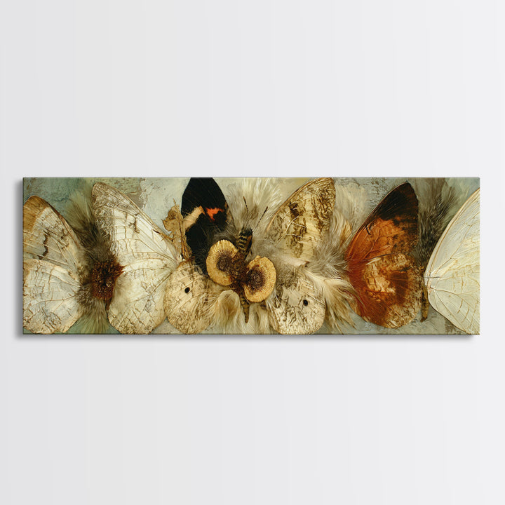 Butterfly Specimen Composition Framed Canvas Print, Animal Art, Digital Art, Living Room Decor, Creature, Farmhouse Decor, ANI-3x1-87