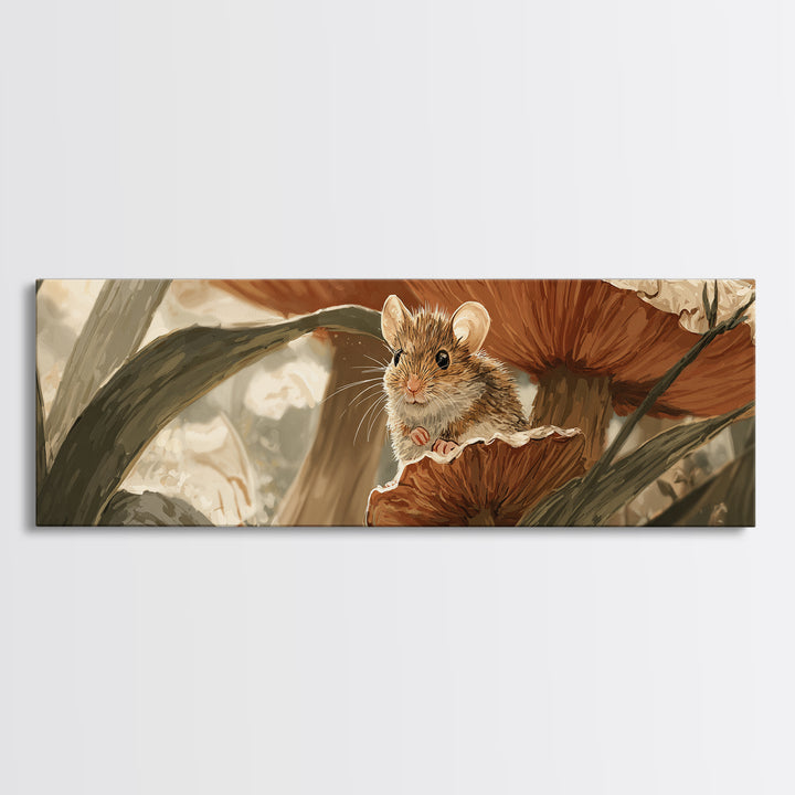 Tiny Field Mouse Canvas Print, Animal Art, Boho Wall Art, Living Room Decor, Fine Art, Creature, Statement Artwork, Boho Decor, ANI-3x1-98