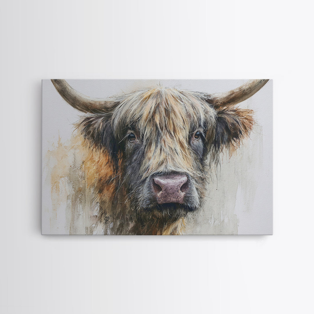 Gentle Cow Portrait Canvas Print, Animal Art, Living Room Decor, Fine Art, Creature, Fine Art Print, Statement Artwork, ANI-3x2-11