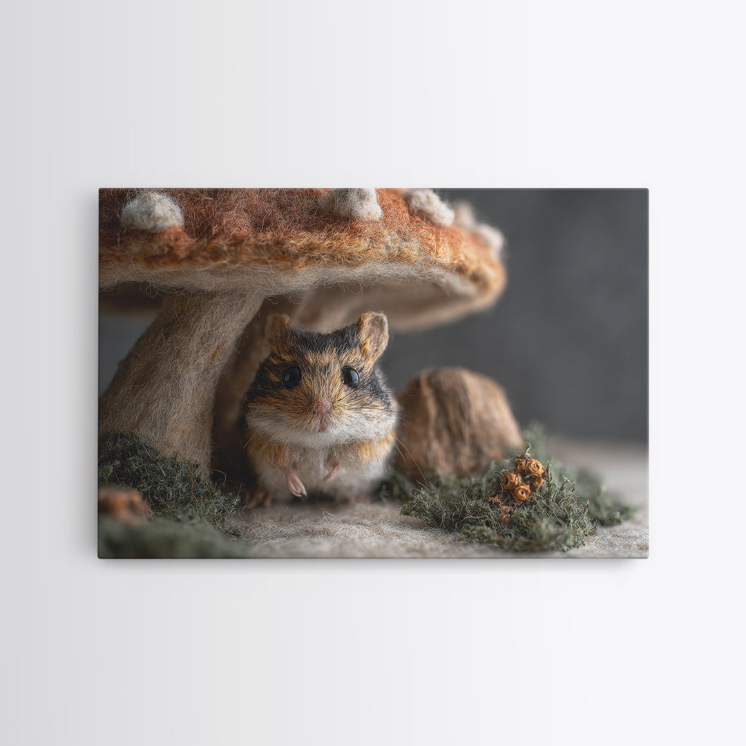 Tiny Field Mouse Framed Canvas Print, Animal Art, Digital Art, Living Room Decor, Fine Art, Creature, Farmhouse Decor, ANI-3x2-14