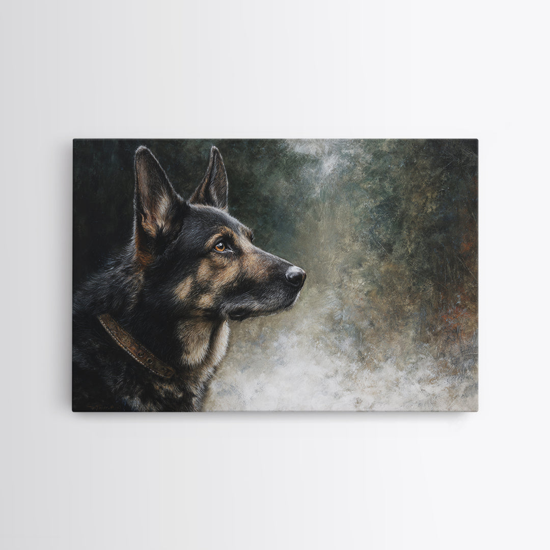 Dog Portrait with Painterly Collar and Loyal Canvas Print, Animal Art, Digital Print, Living Room Decor, Oil Painting, Creature, ANI-3x2-17