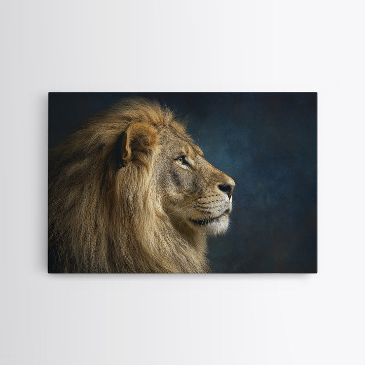 Regal Lion Profile Canvas Print, Animal Art, Living Room Decor, Oil Painting, Creature, Fine Art Print, Statement Artwork, ANI-3x2-37