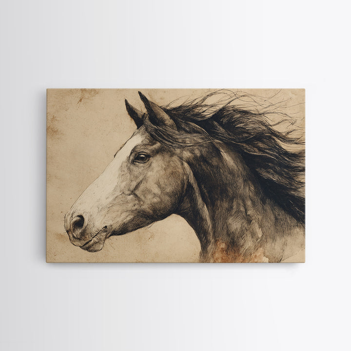 Majestic Horse Head Framed Canvas Print, Animal Art, Wall Decor, Living Room Decor, Oil Painting, Creature, Nursery Wall Art, ANI-3x2-55
