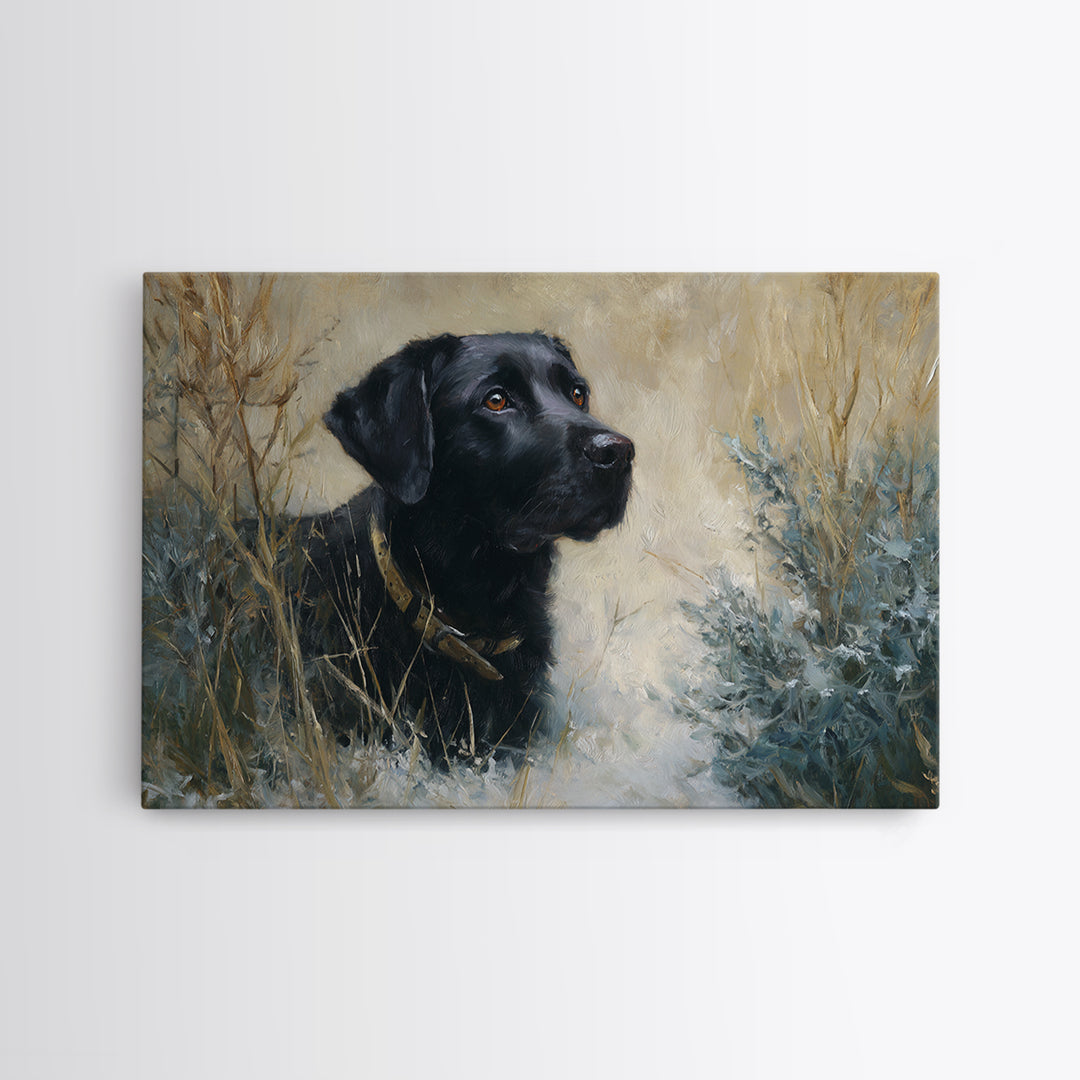 Dog Portrait with Painterly Collar and Loyal Framed Canvas Print, Animal Art, Boho Wall Art, Living Room Decor, Creature, ANI-3x2-65