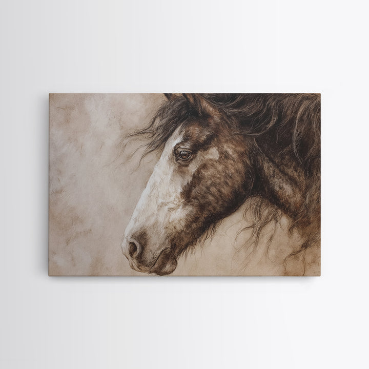 Majestic Horse Head Framed Canvas Print, Animal Art, Home Decor, Living Room Decor, Abstract Art, Creature, Art Deco, ANI-3x2-7