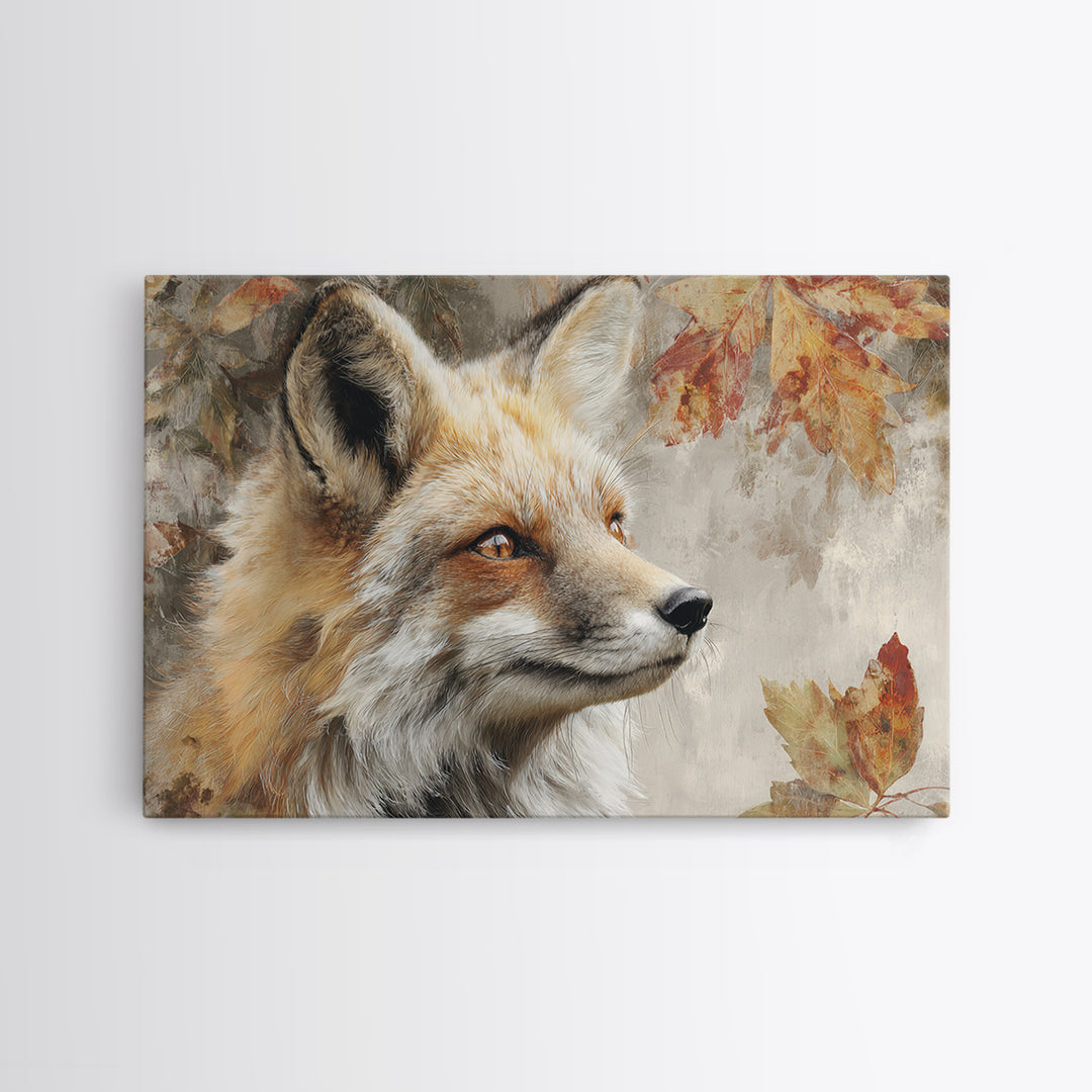 Dignified Fox Portrait Framed Canvas Print, Animal Art, Gallery Decor, Living Room Decor, Oil Painting, Creature, ANI-3x2-77