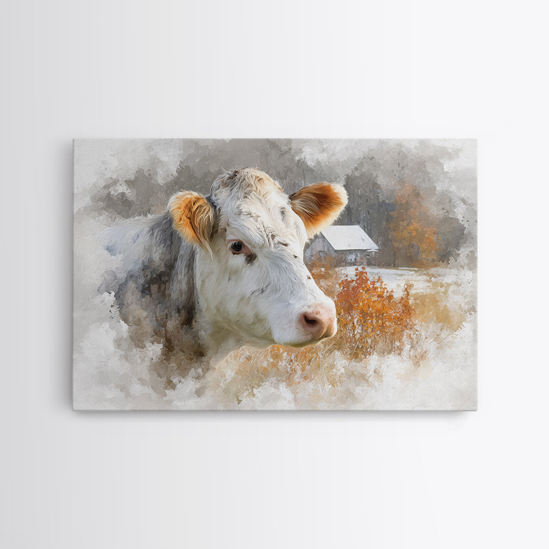 Gentle Cow Portrait Canvas Print, Animal Art, Wall Art, Living Room Decor, Fine Art, Creature, Nursery Decor, Art Deco, ANI-3x2-83