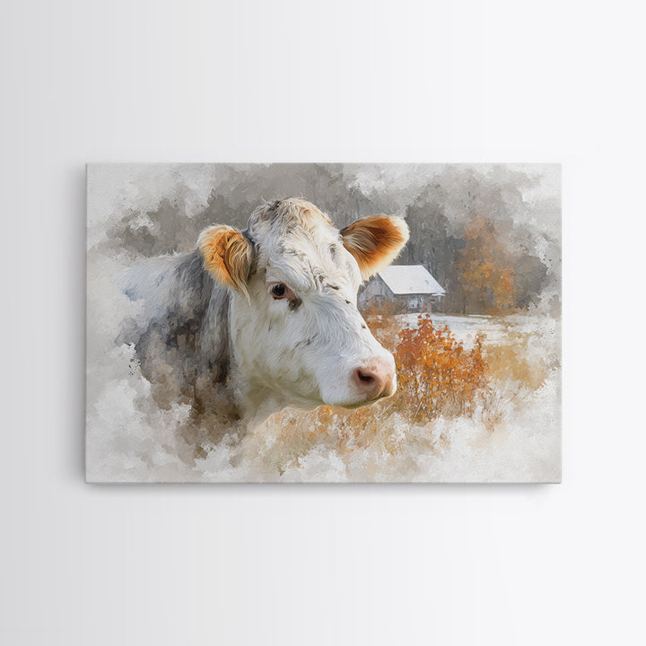 Gentle Cow Portrait Canvas Print, Animal Art, Wall Art, Living Room Decor, Fine Art, Creature, Nursery Decor, Art Deco, ANI-3x2-83