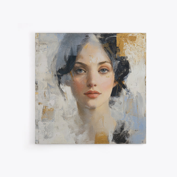 Expressive Portrait with Dramatic Light and Textured Framed Canvas Print, Art, Horizontal Wall Art, Living Room Decor, Fine Art, ART-1x1-100