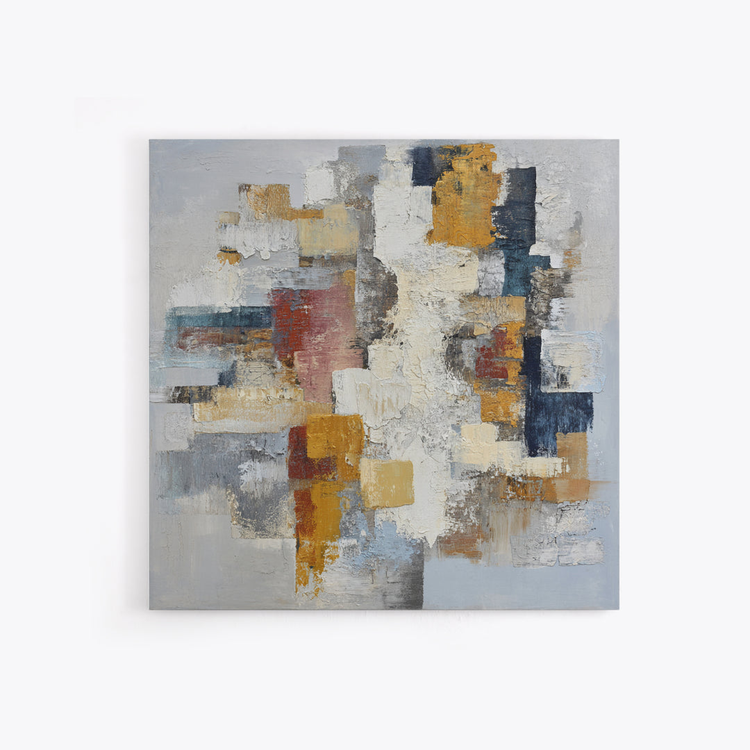 Contemporary Abstract with Layered Pigments and Energetic Canvas Print, Art, Black Art, Living Room Decor, Abstract Art, ART-1x1-26