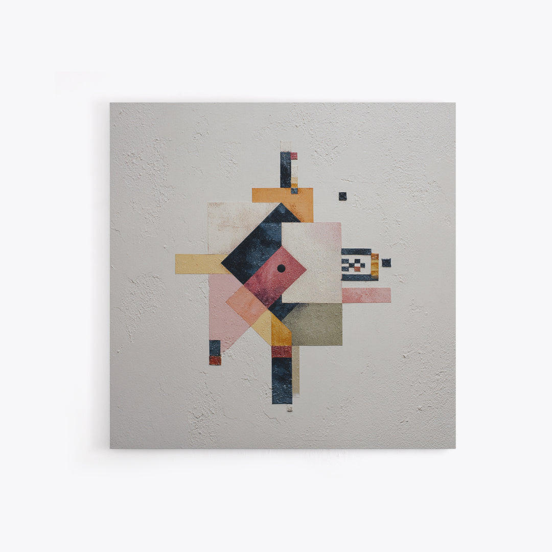 Geometric Color Study Framed Canvas Print, Art, Pink Wall Art, Living Room Decor, Fine Art, Textured Painting, ART-1x1-33