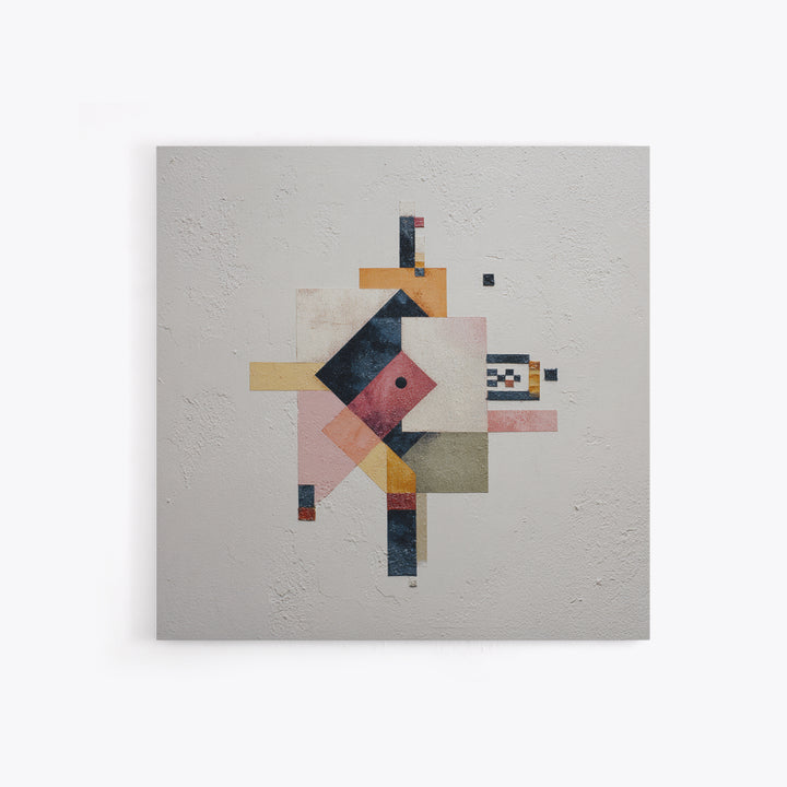 Geometric Color Study Framed Canvas Print, Art, Pink Wall Art, Living Room Decor, Fine Art, Textured Painting, ART-1x1-33