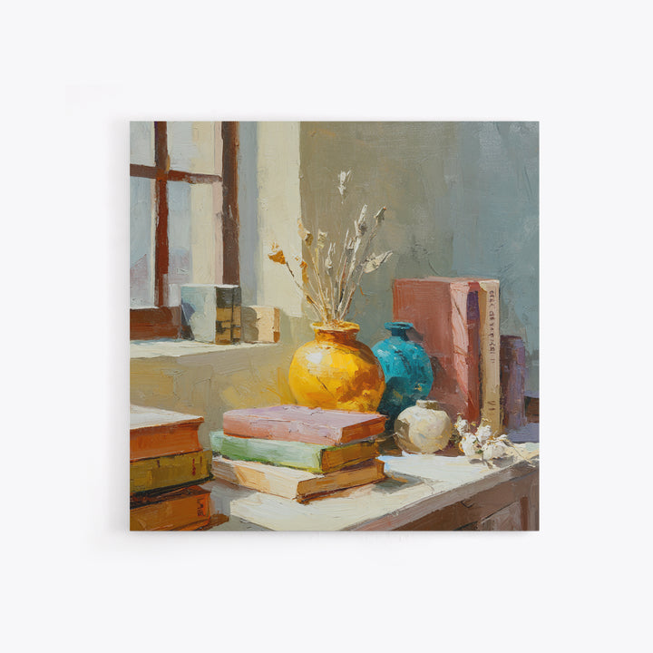 Sunlit Interior Still Life Framed Canvas Print, Art, Prints Wall Art, Living Room Decor, Fine Art, Fine Art Print, ART-1x1-38