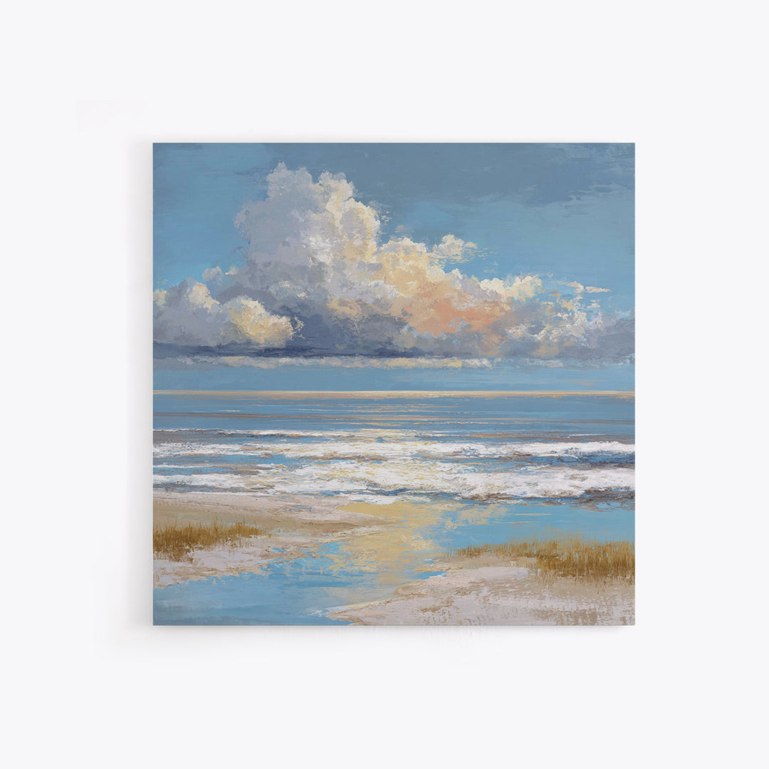 Dramatic Seascape with Foam and Storm Clouds Framed Canvas Print, Art, Living Room Decor, Fine Art, Art Nouveau, ART-1x1-48
