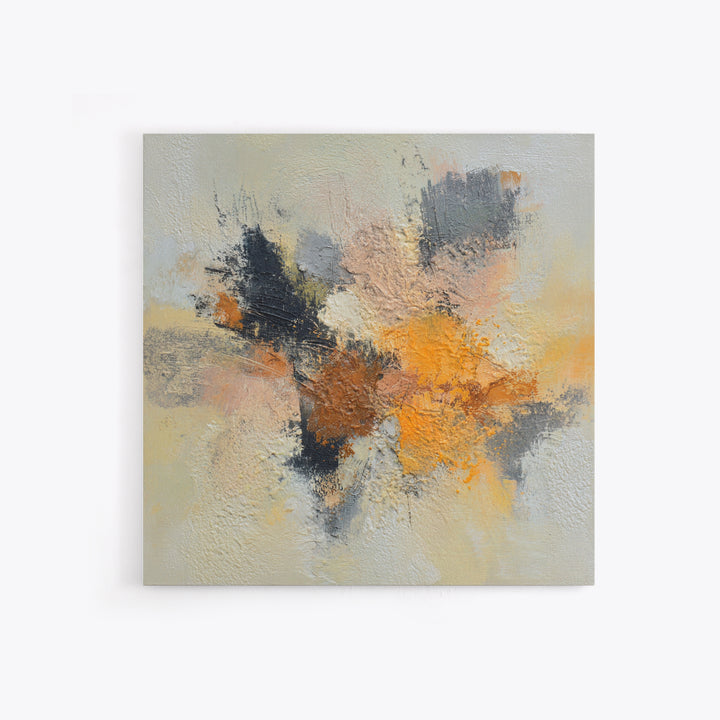 Contemporary Abstract with Layered Pigments and Energetic Canvas Print, Art, Black Art, Living Room Decor, Abstract Art, ART-1x1-50