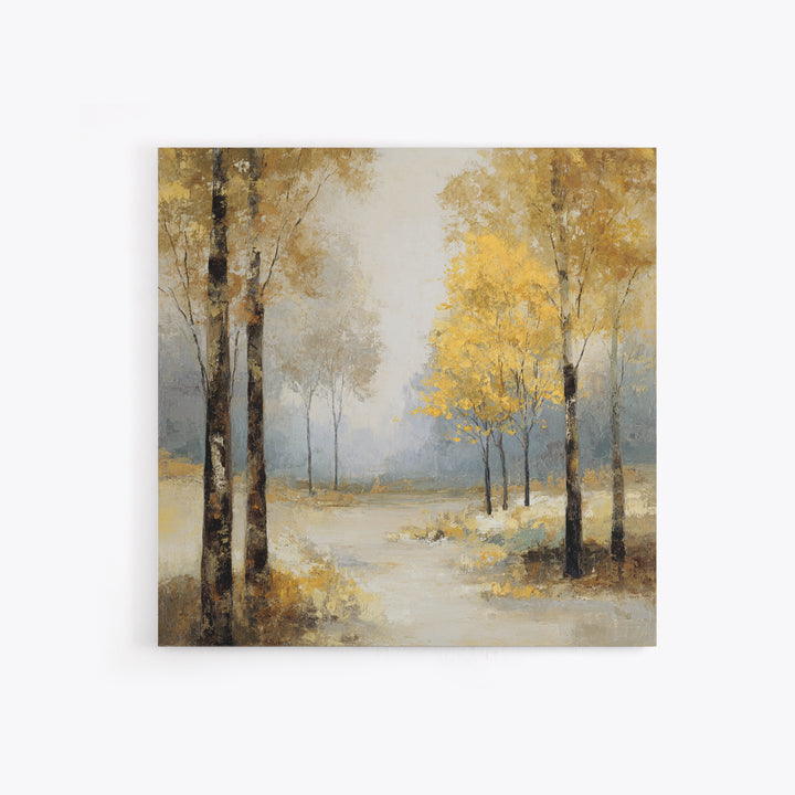 Woodland Path with Golden Autumn Atmosphere Framed Canvas Print, Art, Printable Art, Living Room Decor, Fine Art, ART-1x1-71