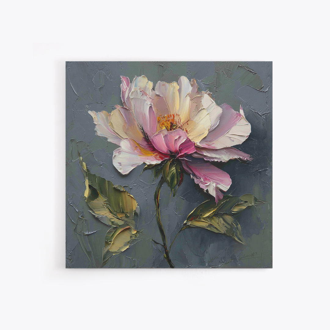 Romantic Floral Oil Painting Framed Canvas Print, Art, Art Commission, Living Room Decor, Oil Painting, Black Art, ART-1x1-8