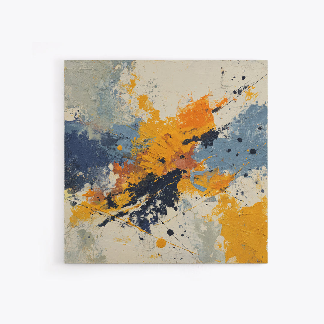 Contemporary Abstract with Layered Pigments and Energetic Canvas Print, Art, Gallery Decor, Living Room Decor, Abstract Art, ART-1x1-98