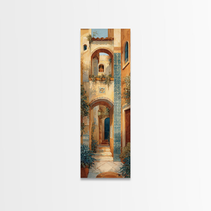 Architectural Archway in Warm Mediterranean Light Canvas Print, Art, Framed Wall Art, Living Room Decor, Fine Art, ART-1x3-10
