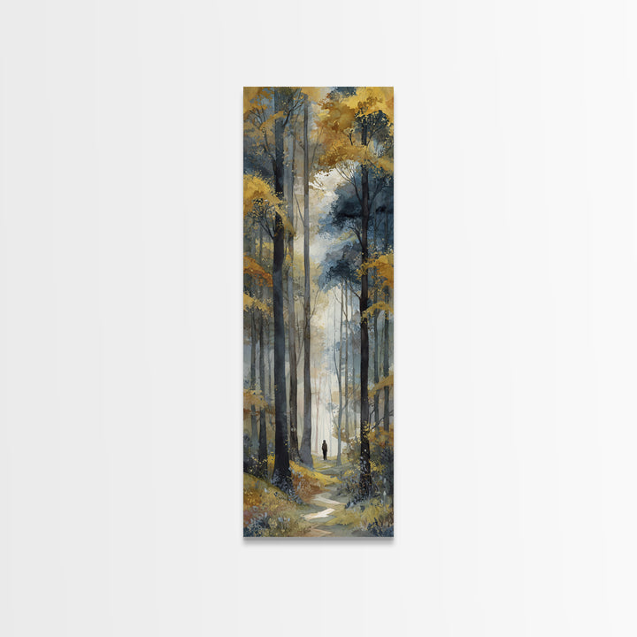 Woodland Path with Golden Autumn Atmosphere Canvas Print, Art, Digital Wall Art, Living Room Decor, Fine Art, ART-1x3-11