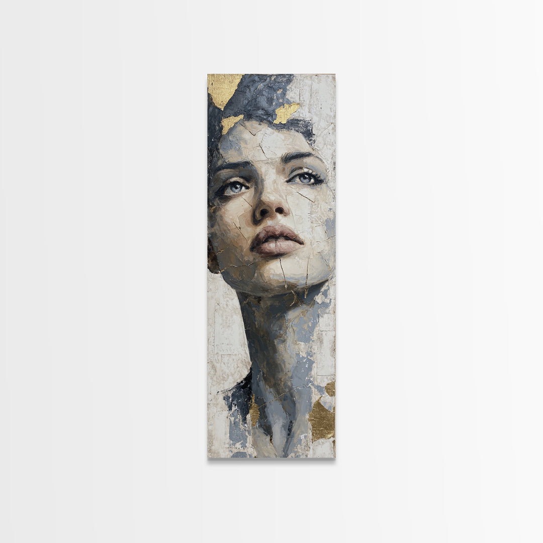 Expressive Portrait with Dramatic Light and Textured Canvas Print, Art, Pink Wall Art, Living Room Decor, Fine Art, ART-1x3-16