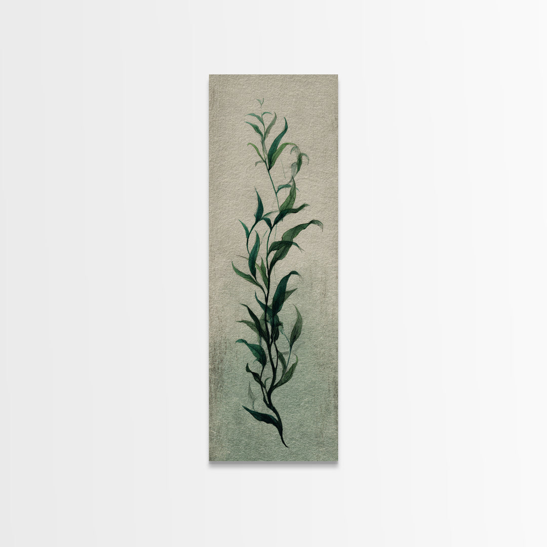 Minimal Botanical Ink Drawing on Handmade Paper Canvas Print, Art, Neutral Decor, Living Room Decor, Fine Art, ART-1x3-17